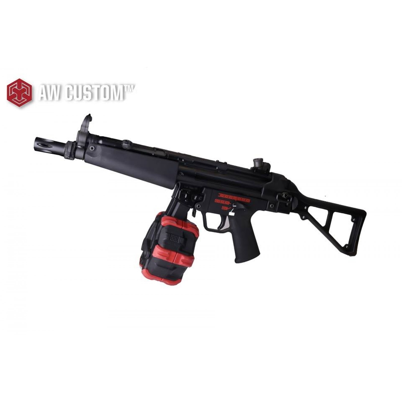 AW Customs ADAPTIVE 300RDS DRUM MAGAZINE (MP5) Apache series (Black)