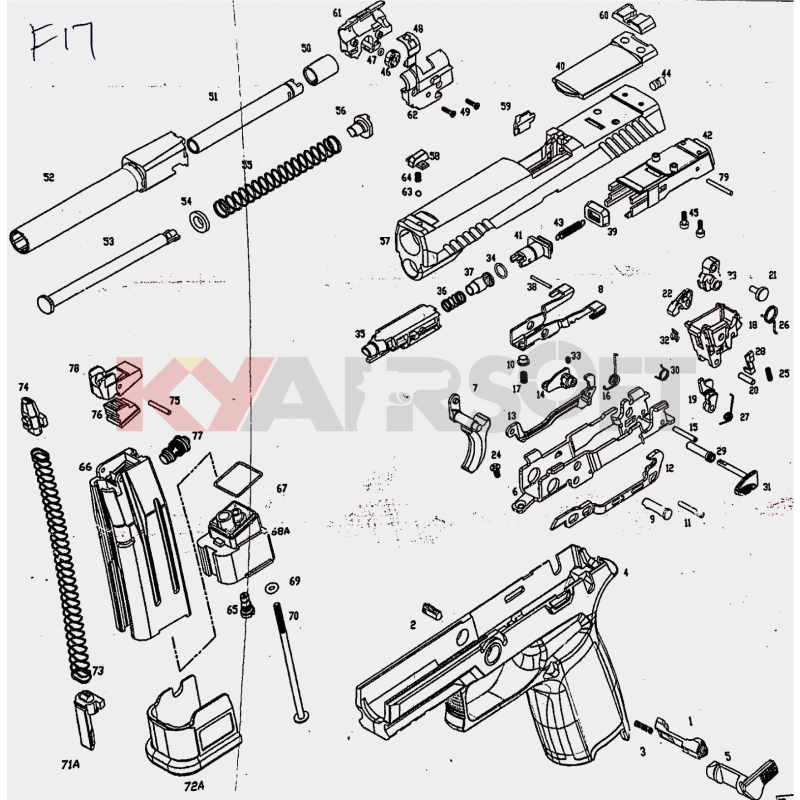 We Aeg F17 Gbbp Nozzle Assemblies 34 35 36 37 41 F17 M17 Series Aeg F17 F18 Series M17 M18 P320 We Pistols Gbbp Parts