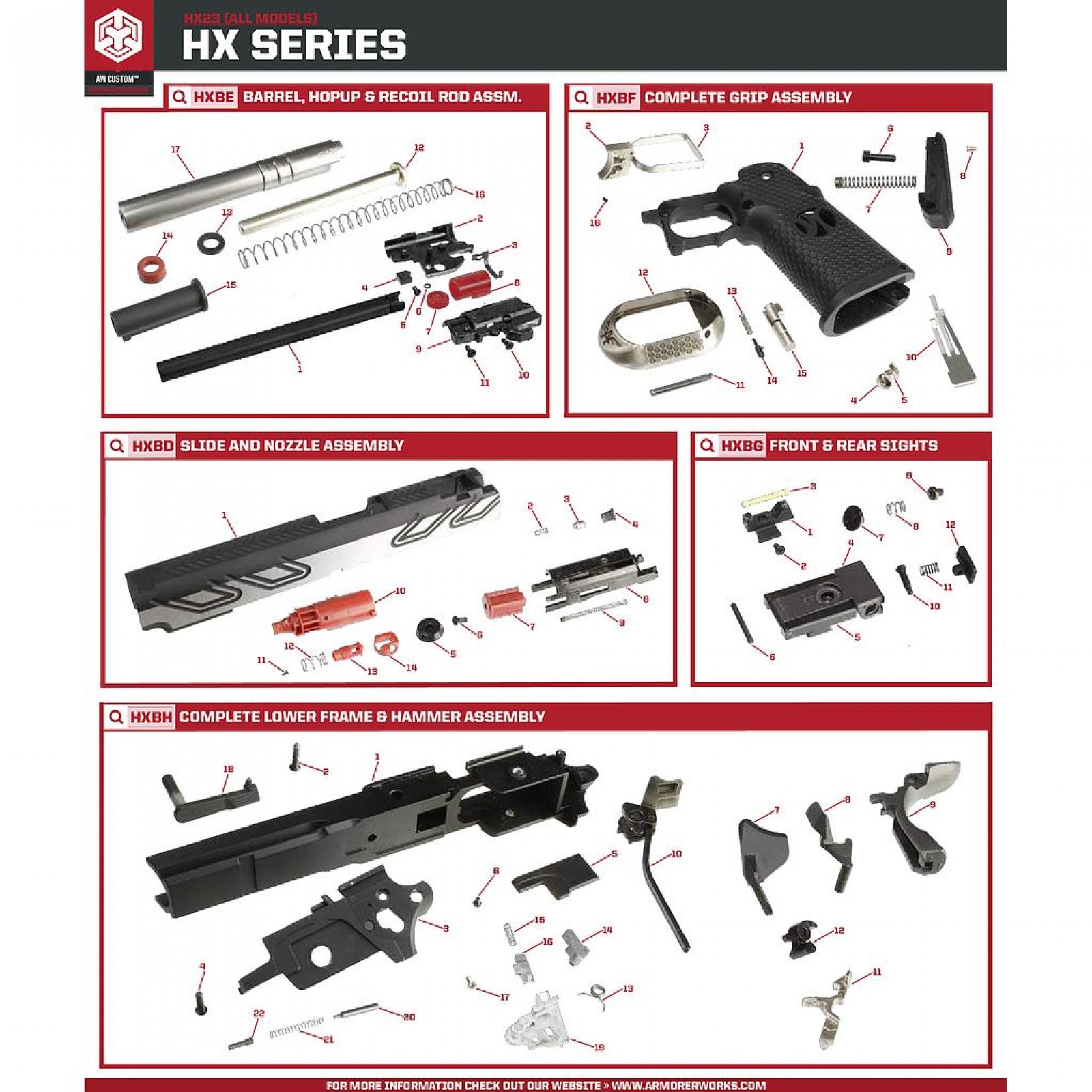 AWHXBH 01 HX23 HX Series (HiCapa) Armorer Works (GBBP) Parts