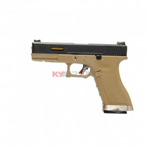 WE G17 T6 - BK SLIDE/GD BARREL/TAN FRAME (2 magazines bundle)