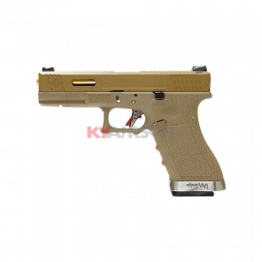 WE G17 T9 - TAN SLIDE/GD BARREL/TAN FRAME (2 magazines bundle)